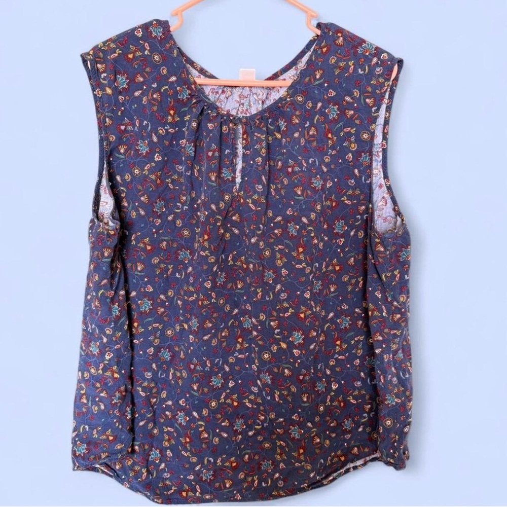 Old Navy Floral Print Blouse - Navy
